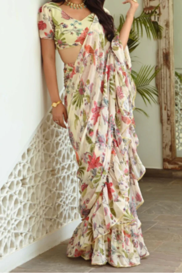 Pre sticthed printed saree - Image 2