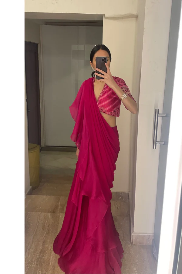 Pre stitched ruffle saree - Image 4
