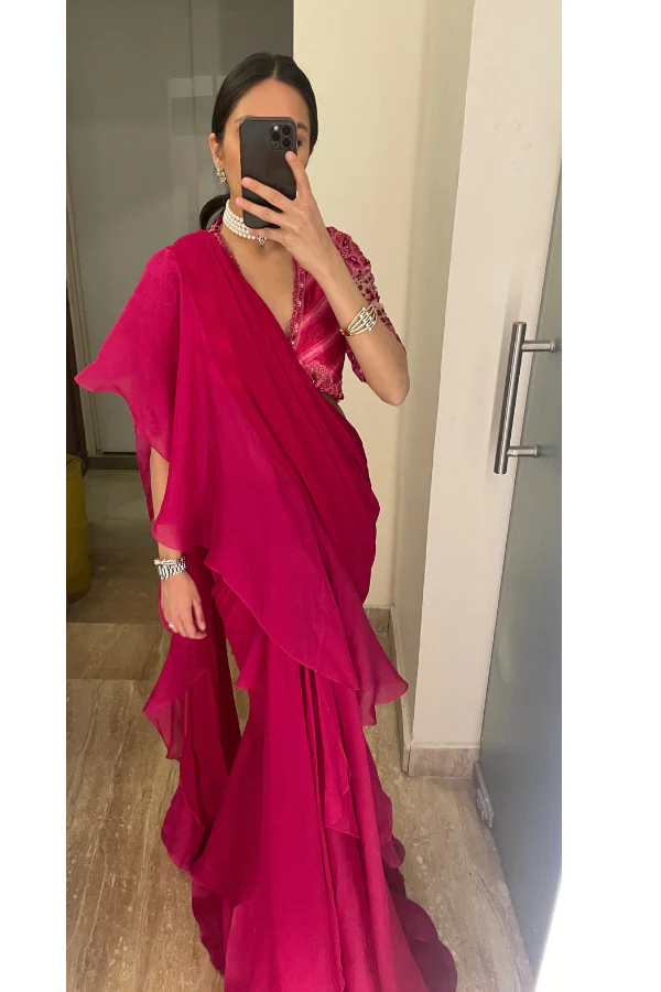 Pre stitched ruffle saree - Image 5