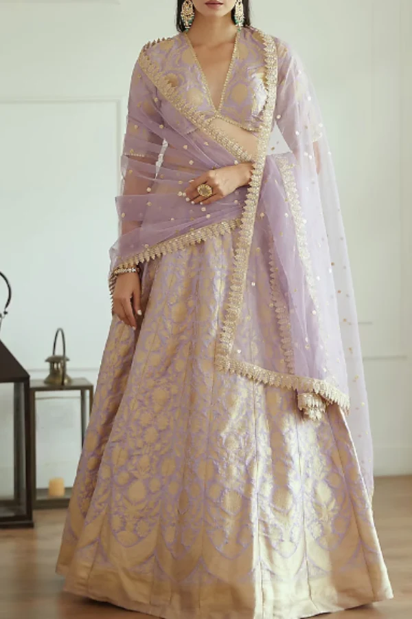 Purple banarsi lehenga set