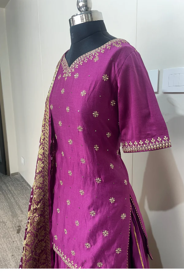 Purple chanderi Lehenga set - Image 3