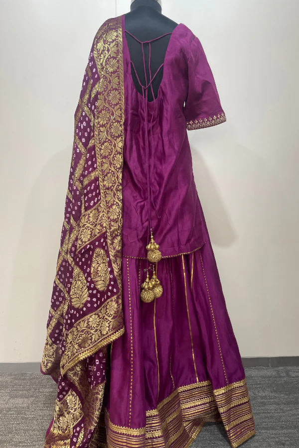 Purple chanderi Lehenga set - Image 6