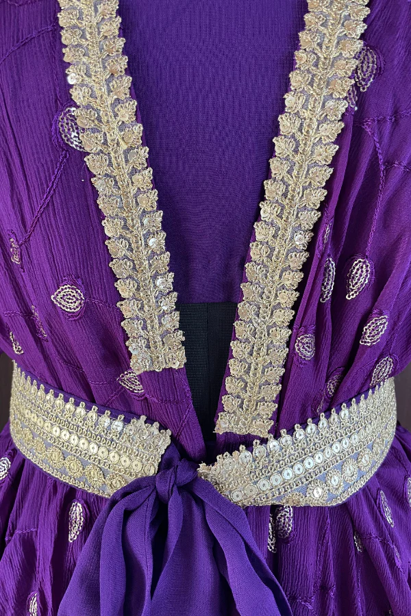 Purple indo western lehenga jacket set - Image 2