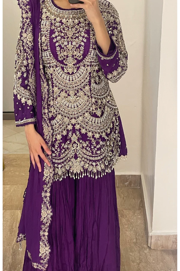 Purple Sharara set - Image 2