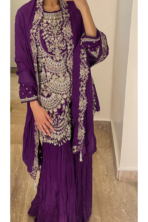 Purple Sharara set - Image 5