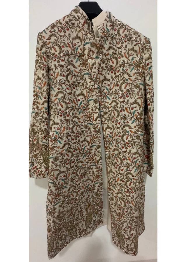 Qbik Men Multi-Colored Kashmiri Embroidered Sherwani Set - Image 2