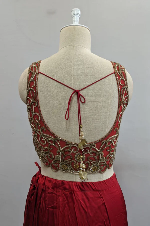 Rabani & Rakha red georgette saree set - Image 5