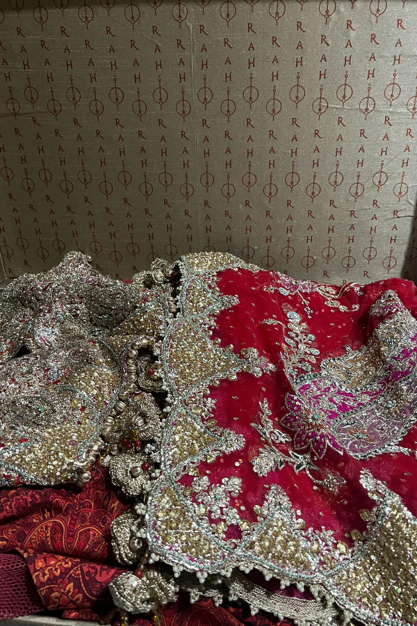 RAH red & pink embroidered lehenga - Image 6