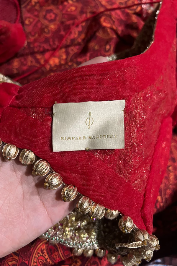 RAH red & pink embroidered lehenga - Image 7