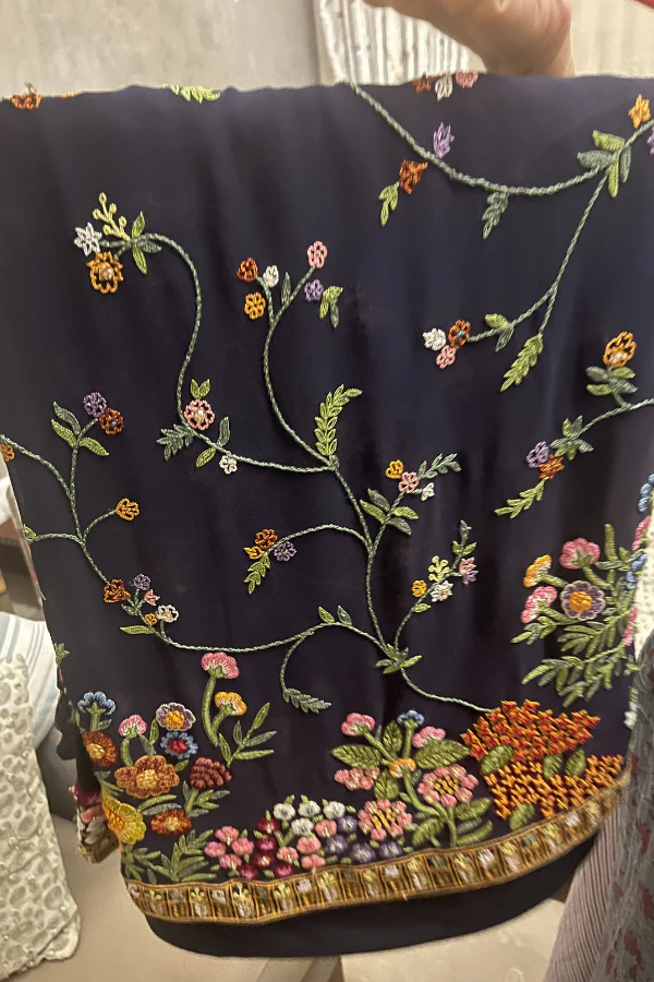 Rahul Mishra blue floral embroidered saree - Image 2