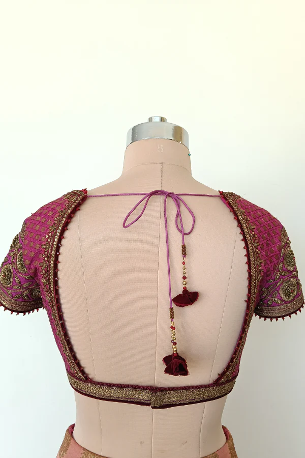 Rani Pink Brocade lehenga set - Image 4