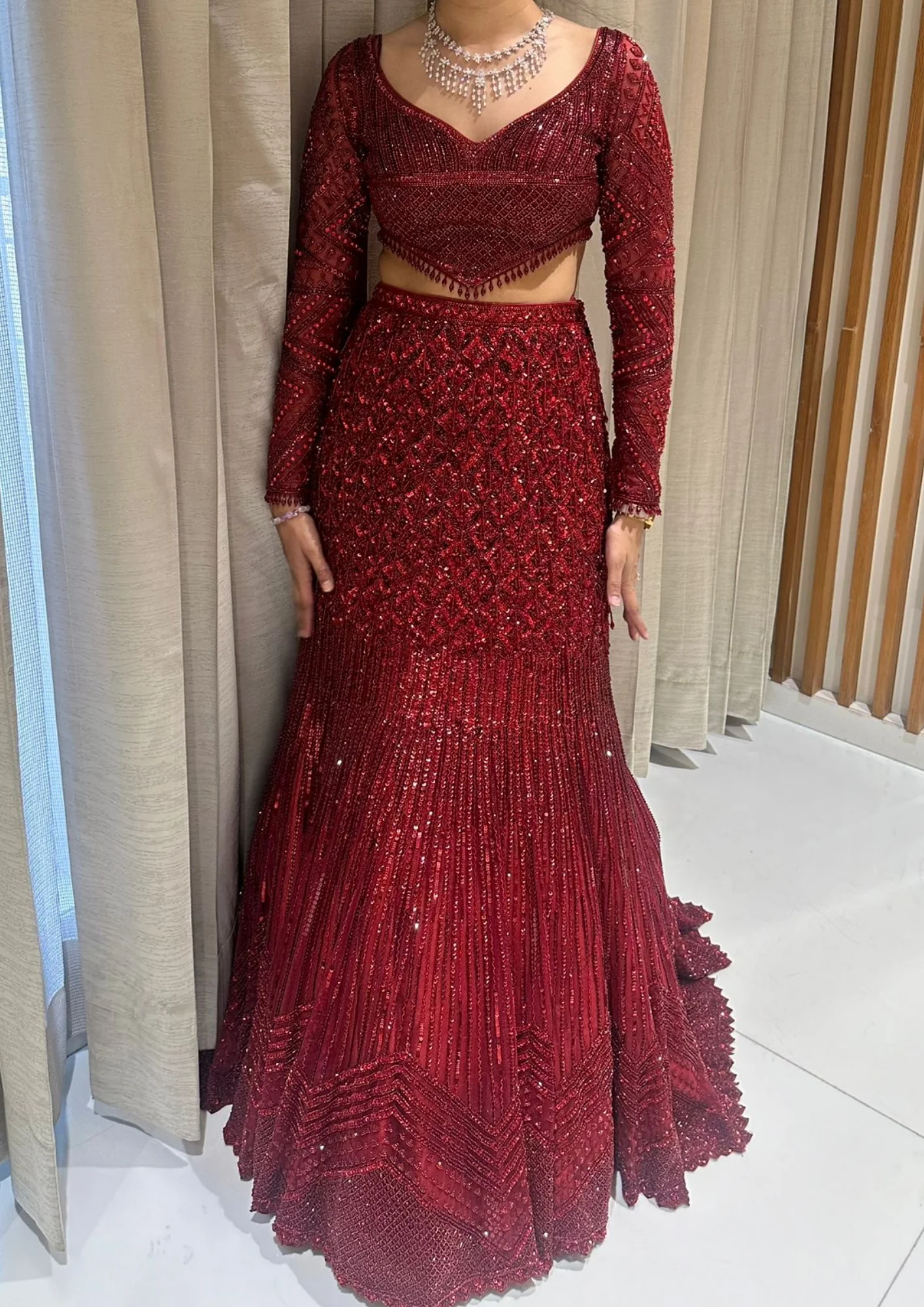Isa by Dolly Wahal Red Embellished Lehenga - Image 3
