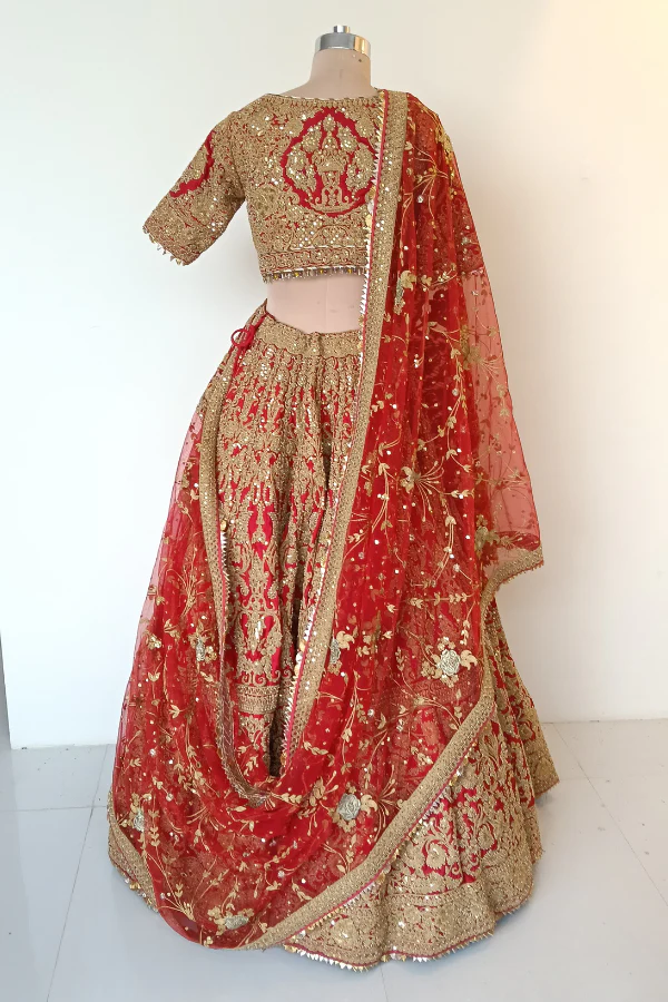 Red Heritage Bridal Lehenga set - Image 4