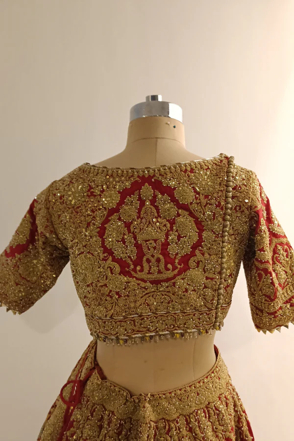 Red Heritage Bridal Lehenga set - Image 5