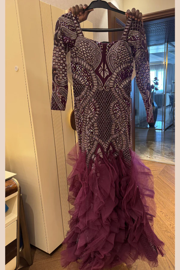 Reynu Taandon Embellished Gown with Ruffled Hem - Image 2
