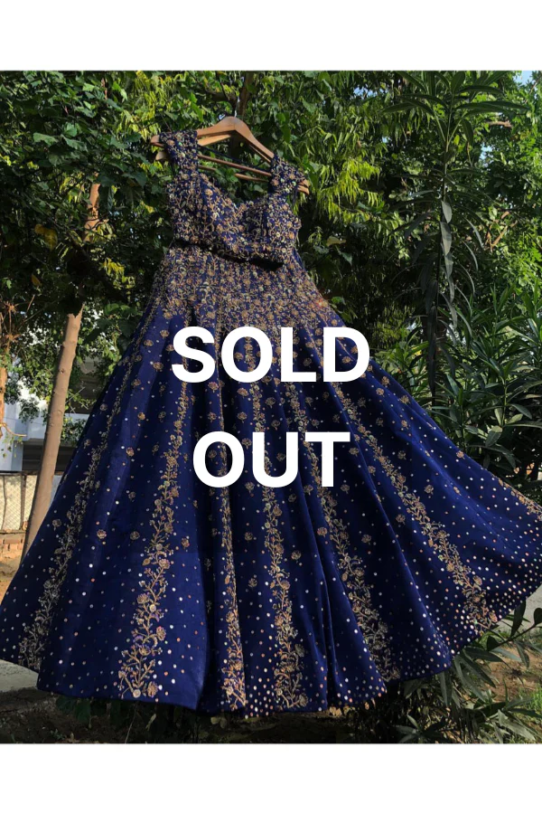 Riantas blue embroidered lehenga