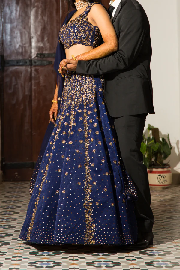 Riantas blue embroidered lehenga - Image 4
