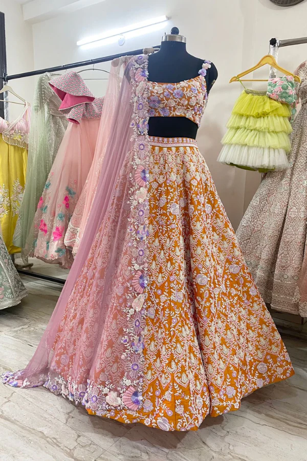 Rianta's Marigold embroidered lehenga set - Image 6