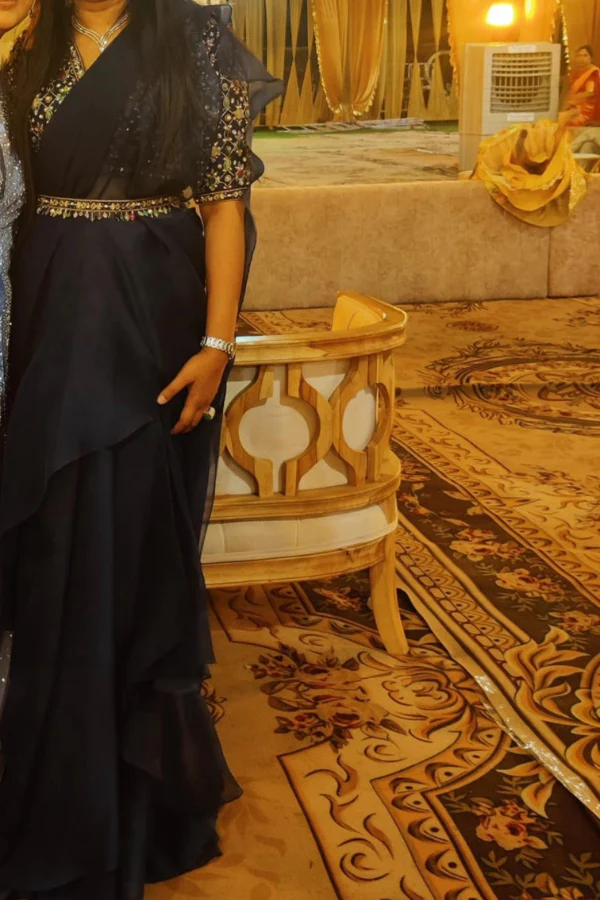 Ridhi mehra blue pre draped saree - Image 3