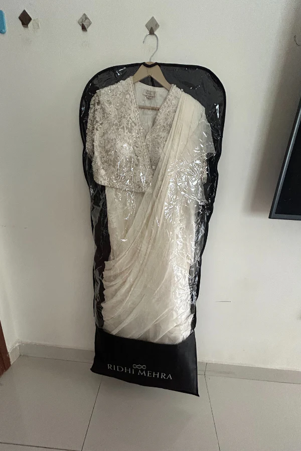 Ridhi mehra ivory pre draped saree - Image 6