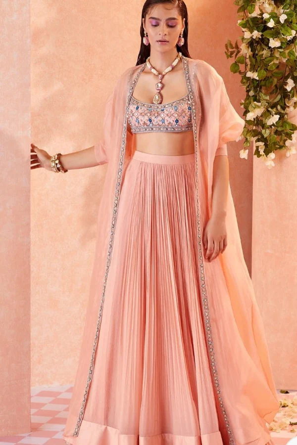 Ridhi Mehra Peach Lehenga Set - Image 2