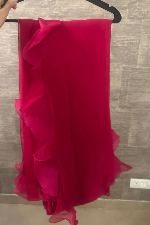 Ridhi Mehra Ruffled Pre-Draped Saree with Embellished Belt - Image 4