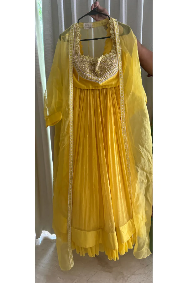 Ridhi Mehra yellow lehenga & cape set - Image 2
