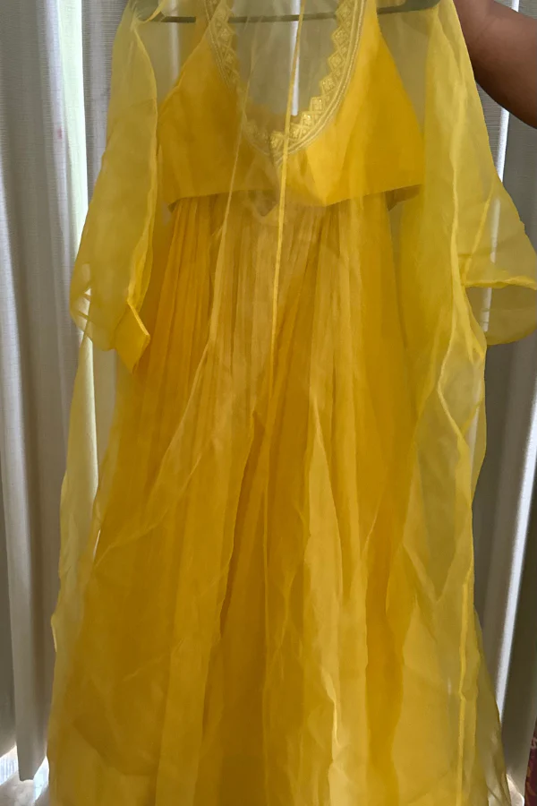 Ridhi Mehra yellow lehenga & cape set - Image 4