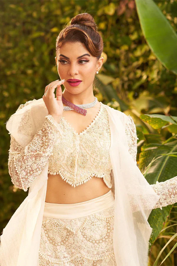RIDHIMA BHASIN IVORY PEARL DROP EMBROIDERED JACKET SET - Image 4
