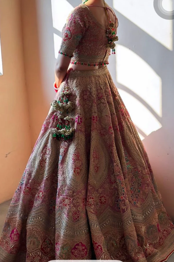 Rimple and harpreet pink embroidered lehenga - Image 2