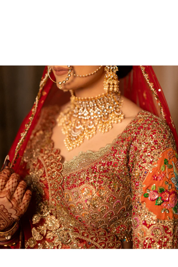 Rimple & Harpreet Deep Red Cornucopia Lehenga Set - Image 3