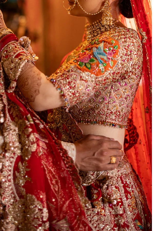 Rimple & Harpreet Deep Red Cornucopia Lehenga Set - Image 5