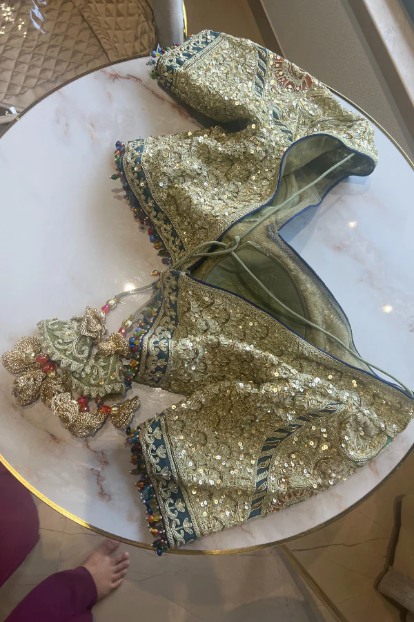 Rimple & Harpreet green embroidered lehenga set - Image 2