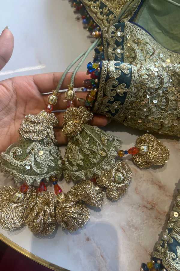 Rimple & Harpreet green embroidered lehenga set - Image 4