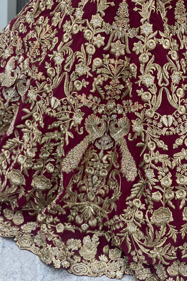 Rimple & Harpreet maroon embroidered lehenga - Image 6
