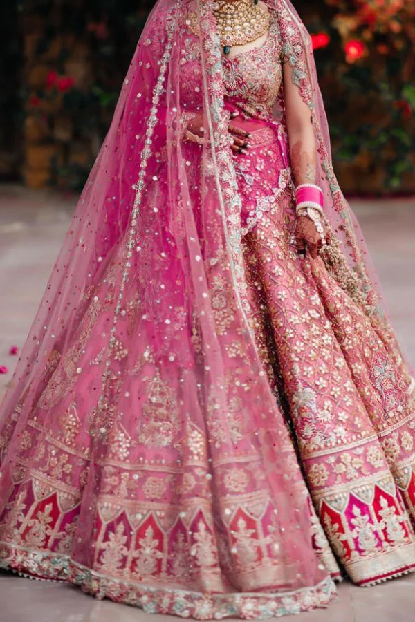 Rimple & Harpreet Opulent Pink Bridal Lehenga Set - Image 2