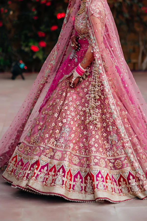 Rimple & Harpreet Opulent Pink Bridal Lehenga Set - Image 3