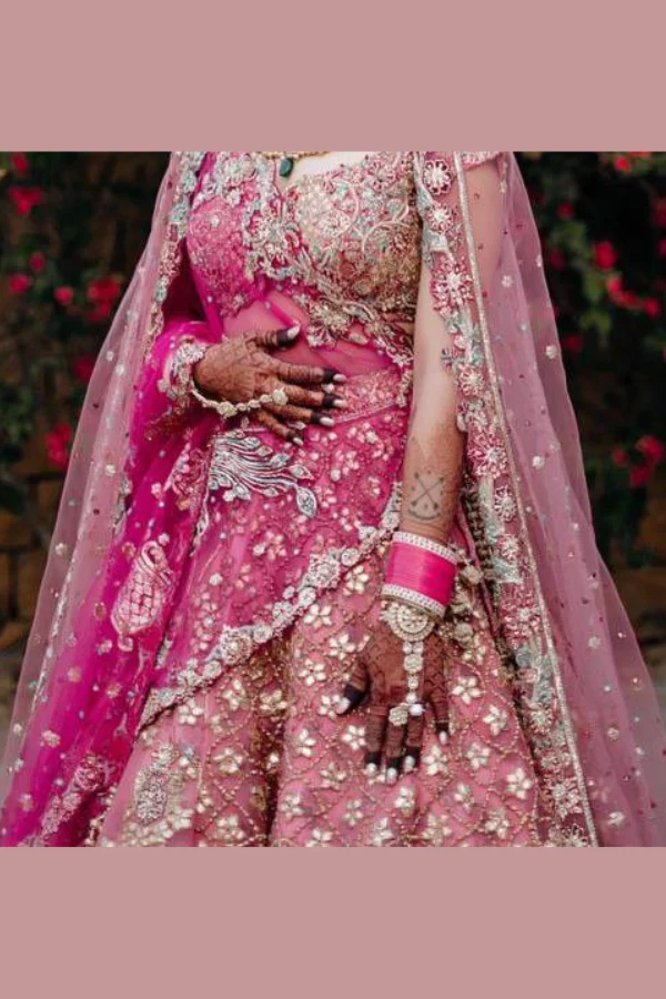 Rimple & Harpreet Opulent Pink Bridal Lehenga Set - Image 4