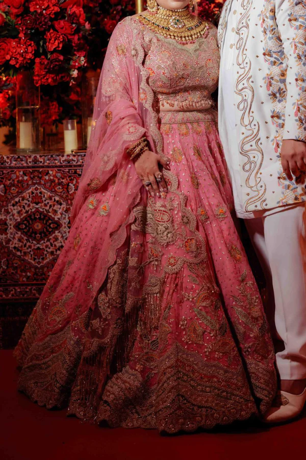 Rimple & Harpreet Pink embroidered lehenga - Image 2