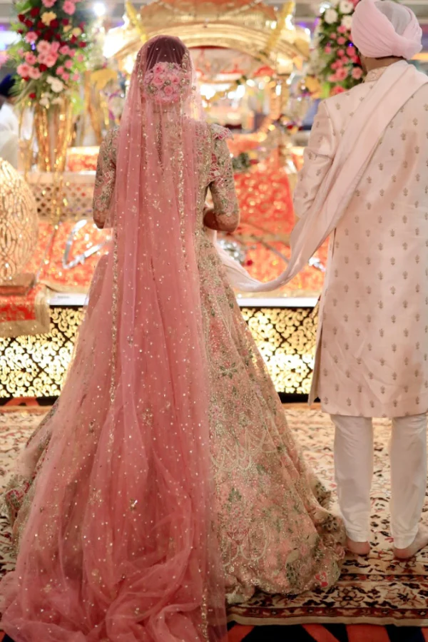 Rimple & Harpreet pink embroidered lehenga set - Image 4