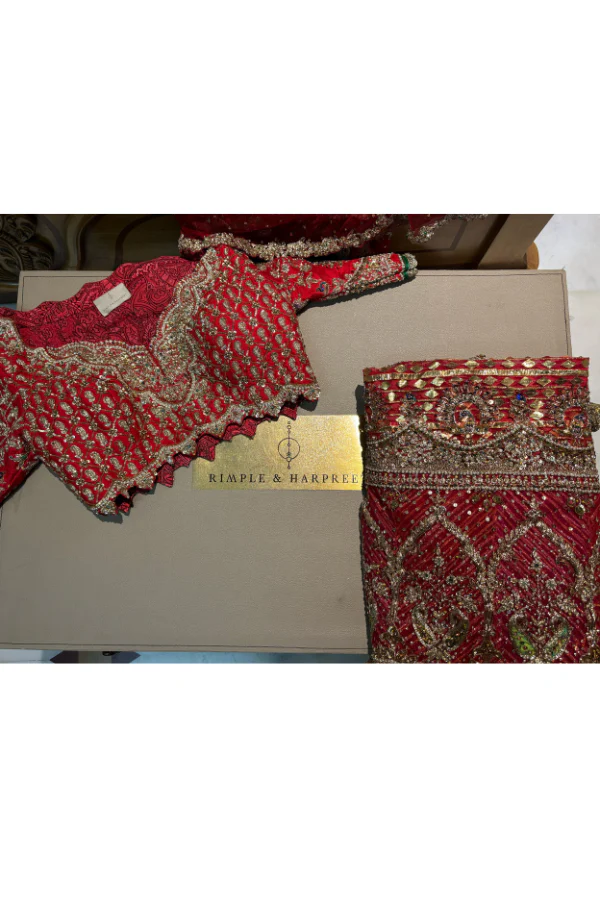 Rimple & Harpreet Red Bridal Lehenga Set - Image 7
