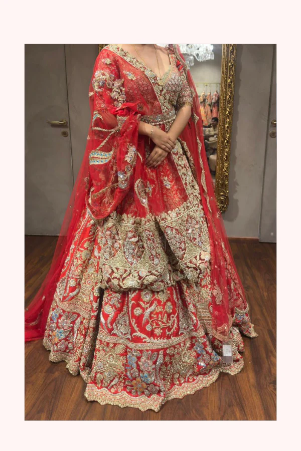 Rimple & Harpreet Red Embroidered Bridal Lehenga Set - Image 2