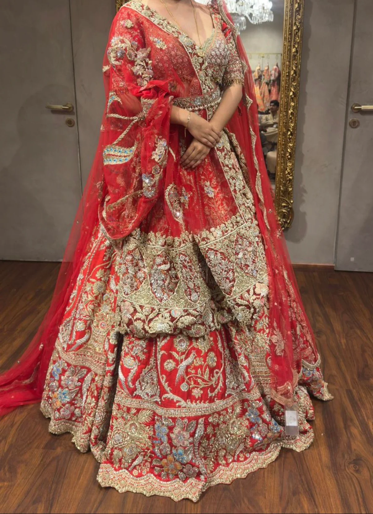 Rimple & Harpreet Red Embroidered Bridal Lehenga Set - Image 5