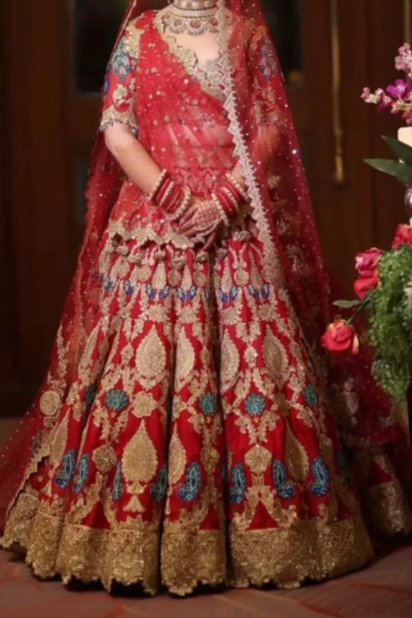 Rimple & harpreet red embroidered lehenga - Image 2
