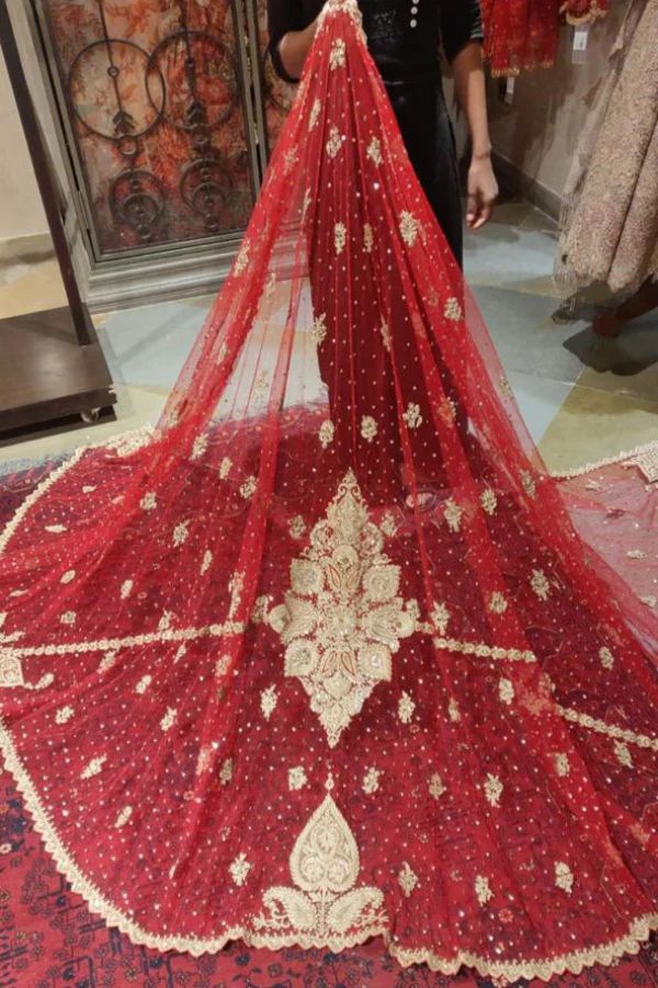Rimple & harpreet red embroidered lehenga - Image 3