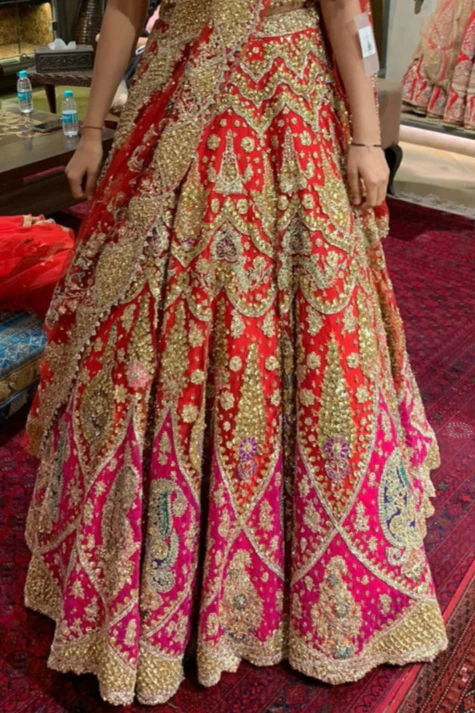 RIMPLE & HARPREET red & pink embroidered lehenga