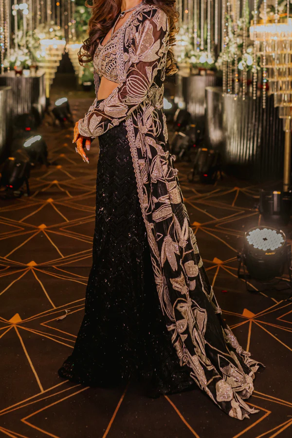 Ritika Mirchandani Black Embroidered Flared Sharara Set - Image 2