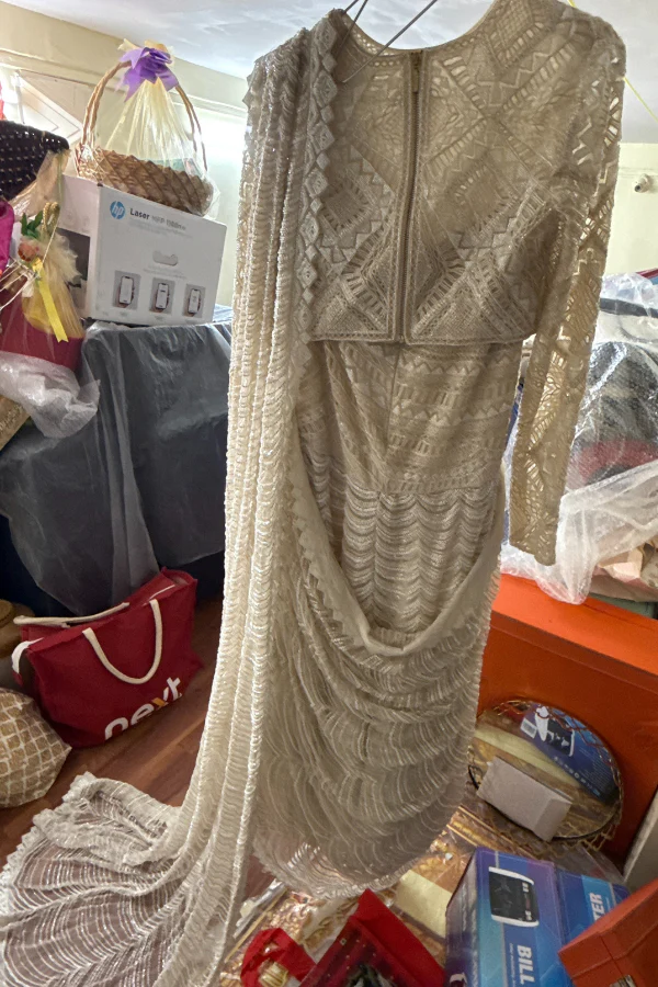 Ritika Mirchandani Ivory Embellished Lehenga Saree Set - Image 4