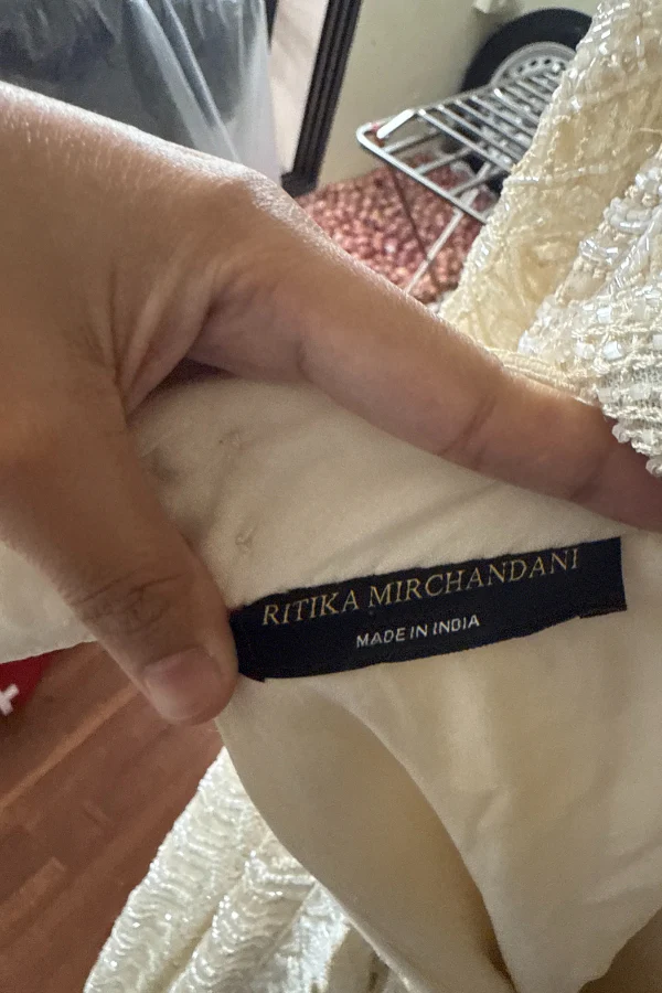 Ritika Mirchandani Ivory Embellished Lehenga Saree Set - Image 6