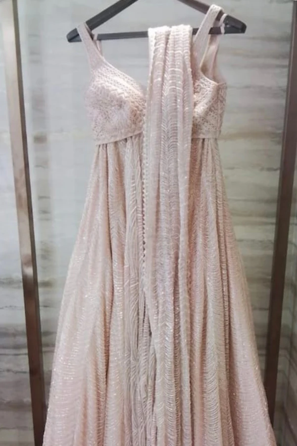 Ritika Mirchandani Pink Scallop Lehenga Saree - Image 2